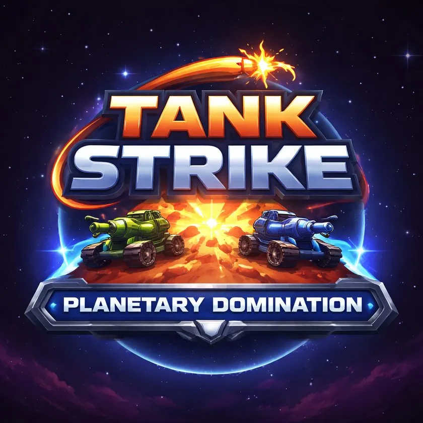 Tank Strike: Planetary Domination — two tanks face off on a planet surface with space in the background
