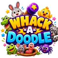 Whack-A-Doodle — colorful arcade logo with playful critter energy